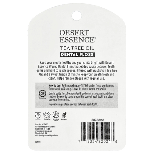 Desert Essence, зубная нить, вощеная, с маслом чайного дерева, 6 шт., 45,7 м (50 ярдов)