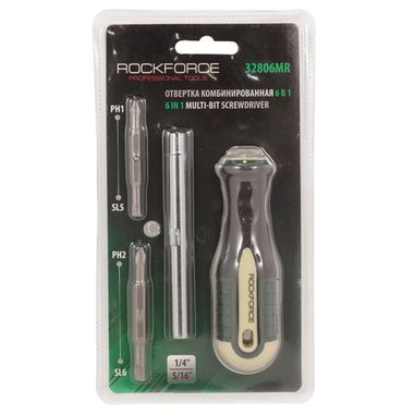 Отвертка комбинированная переставная(PH1xSL5,PH2xSL6),в блистере RockForce##Rock FORCE RF-32806MR