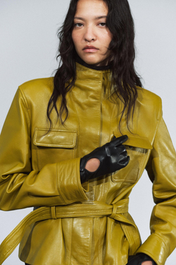 ZARA КОРОТКИЕ ПЕРЧАТКИ ИЗ 100% КОЖИ, ЧЕРНЫЙ