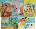 №157 Набор из 5 переливных (стерео) Календариков . Мультфильмы СССР 1991, 1992 гг.