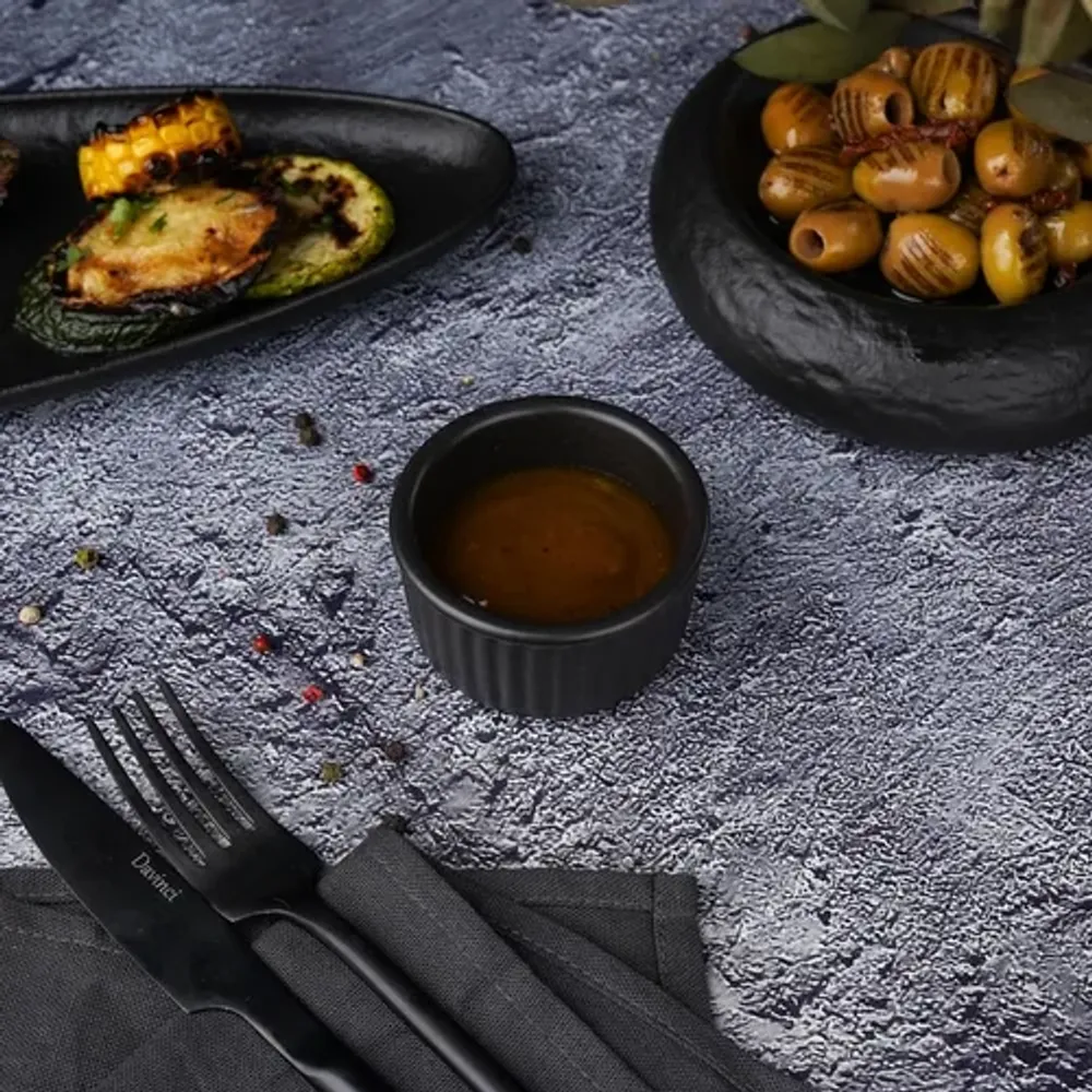 Соусник 90 мл d 7 см h4 см круглый фарфор Рамекин Black Raw Stellar P.L. Proff Cuisine [12]
