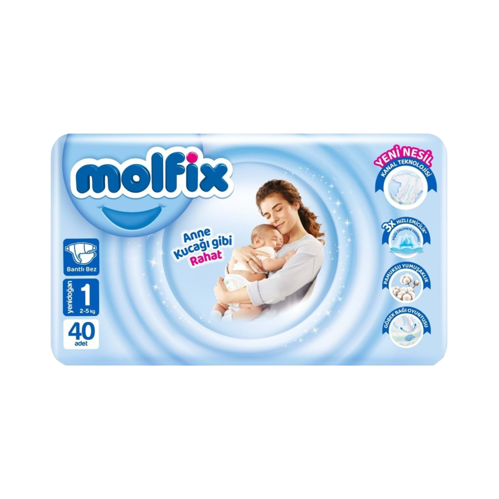 Детские подгузники Molfix Миди №1 44/6 2-5кг для новорожд.