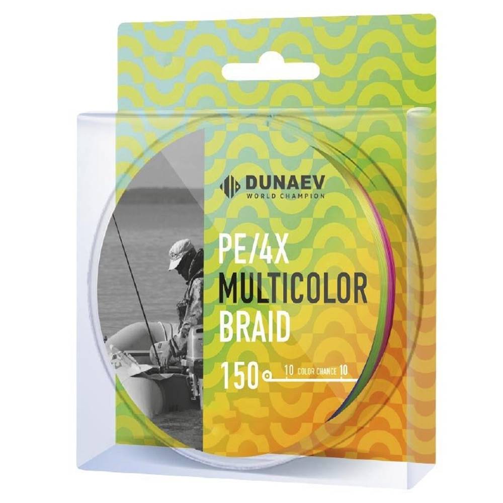Шнур DUNAEV MULTICOLOR BRAID PE X4 150м 0,08мм