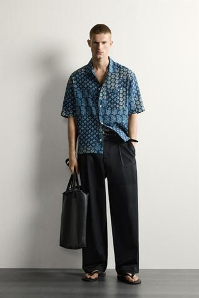 РУБАШКА RELAXED FIT С ПРИНТОМ В СТИЛЕ ПЭЧВОРК — ZARA