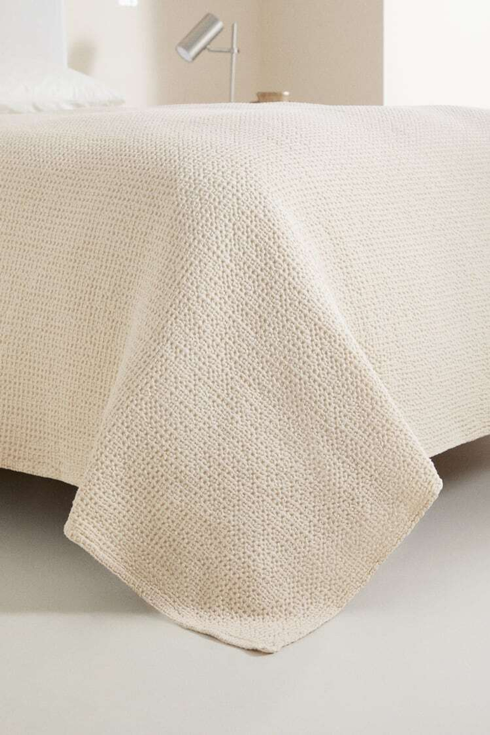 ZARA HOME ВАФЕЛЬНОЕ ПОКРЫВАЛО, ЭКРЮ