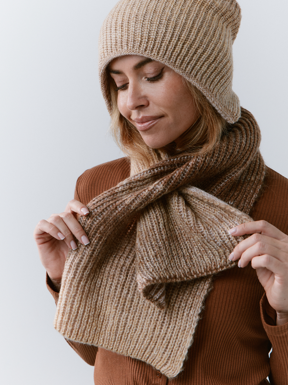 Шарф женский "МОЛОЧНЫЙ ШОКОЛАД ЛИССЕ"
