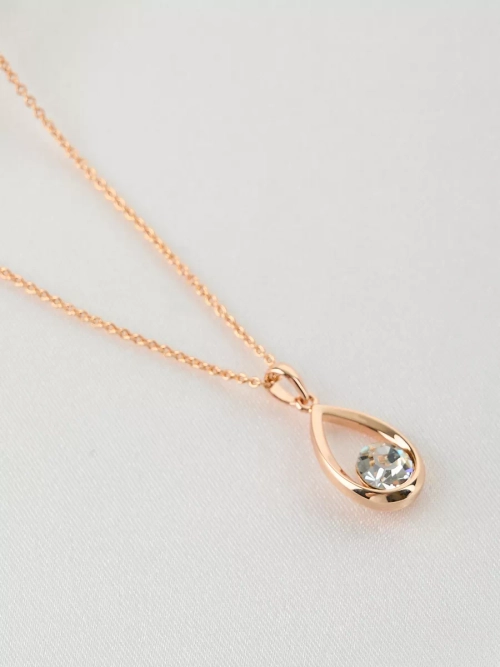 Кулон-капля Белла с белым кристаллом Swarovski