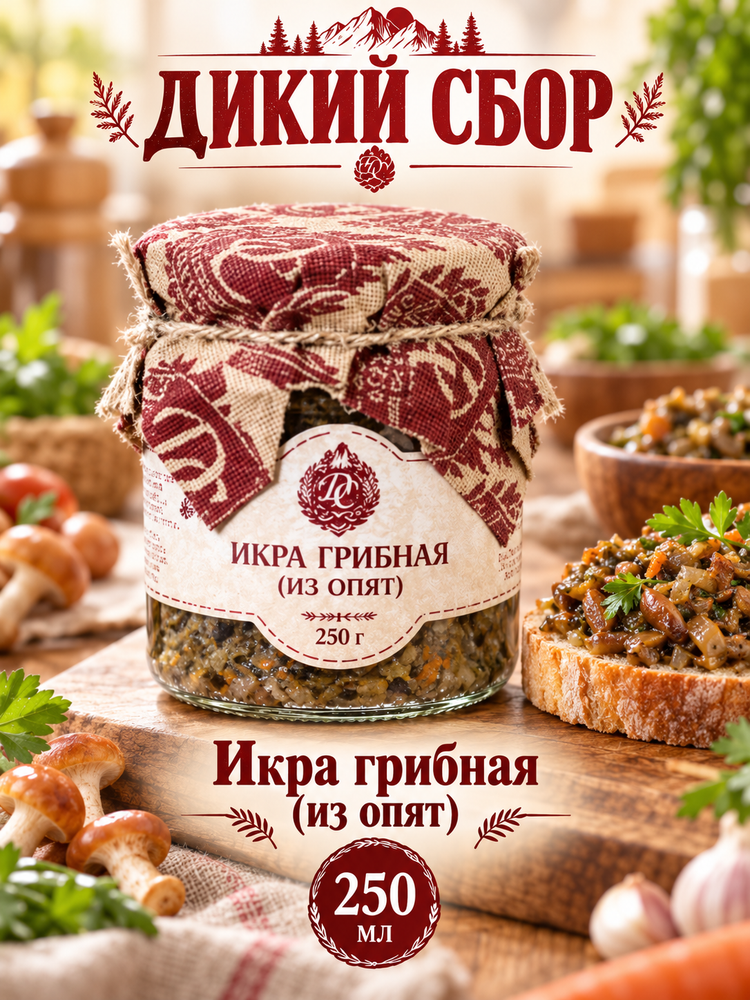 Икра грибная (из опят) 250 мл стеклобанка ДИКИЙ СБОР Икра грибная (из опят) 250 мл стеклобанка ДИКИЙ СБОР