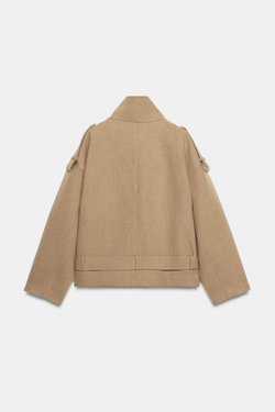 ZARA КОРОТКО ПАЛЬТО С ПОЯСОМ, РЫЖЕВАТО-КОРИЧНЕВЫЙ