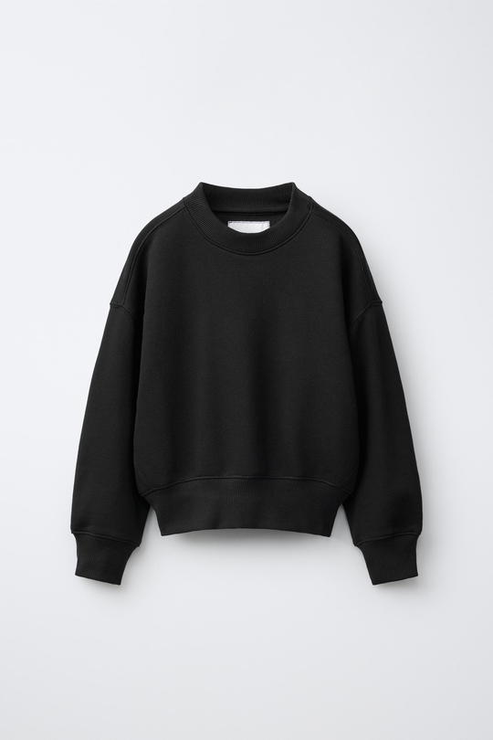 ZARA ОДНОТОННАЯ ТОЛСТОВКА, ЧЕРНЫЙ