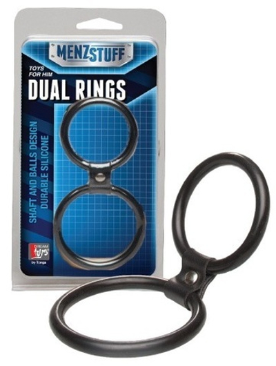 Чёрное двойное эрекционное кольцо Dual Rings Black (Цвет: черный)