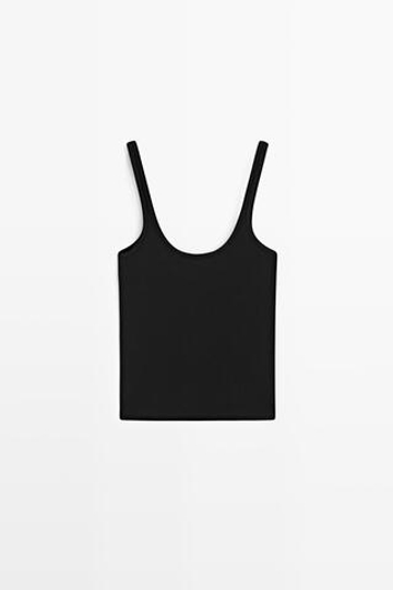 Massimo Dutti Топ на бретелях из хлопка, черный
