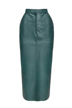 Юбка миди "Leather classic" из экокожи с разрезом