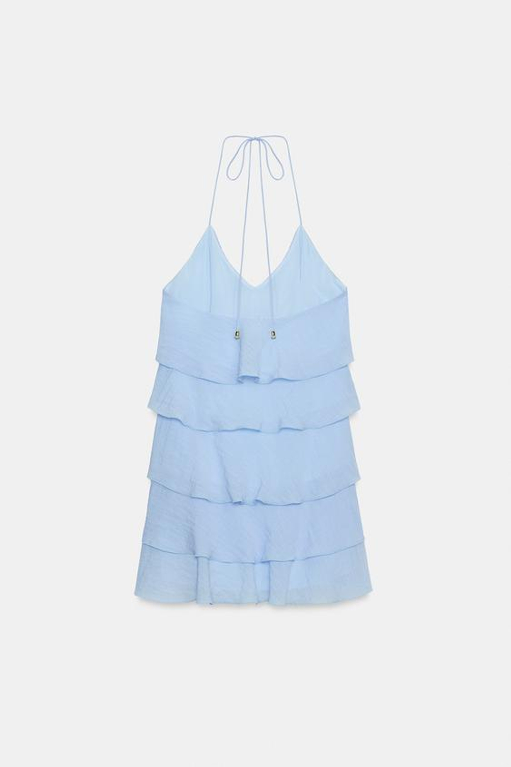 ZARA МИНИ-ПЛАТЬЕ С ВОЛАНАМИ, НЕБЕСНО-ГОЛУБОЙ