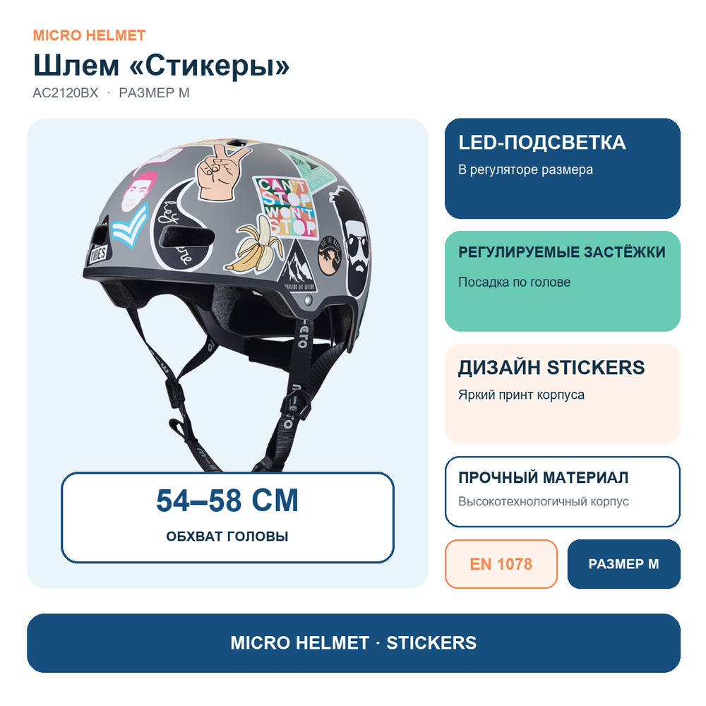 Шлем Micro - стикеры (M) BOX