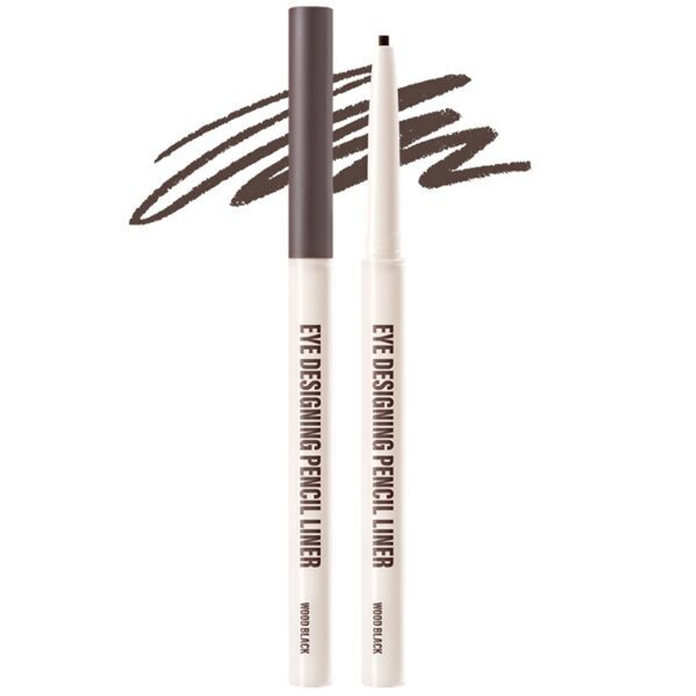 Карандаш-подводка для глаз Black Rouge Eye Designing Pencil Liner #PL001 Wood Black, 0.1г