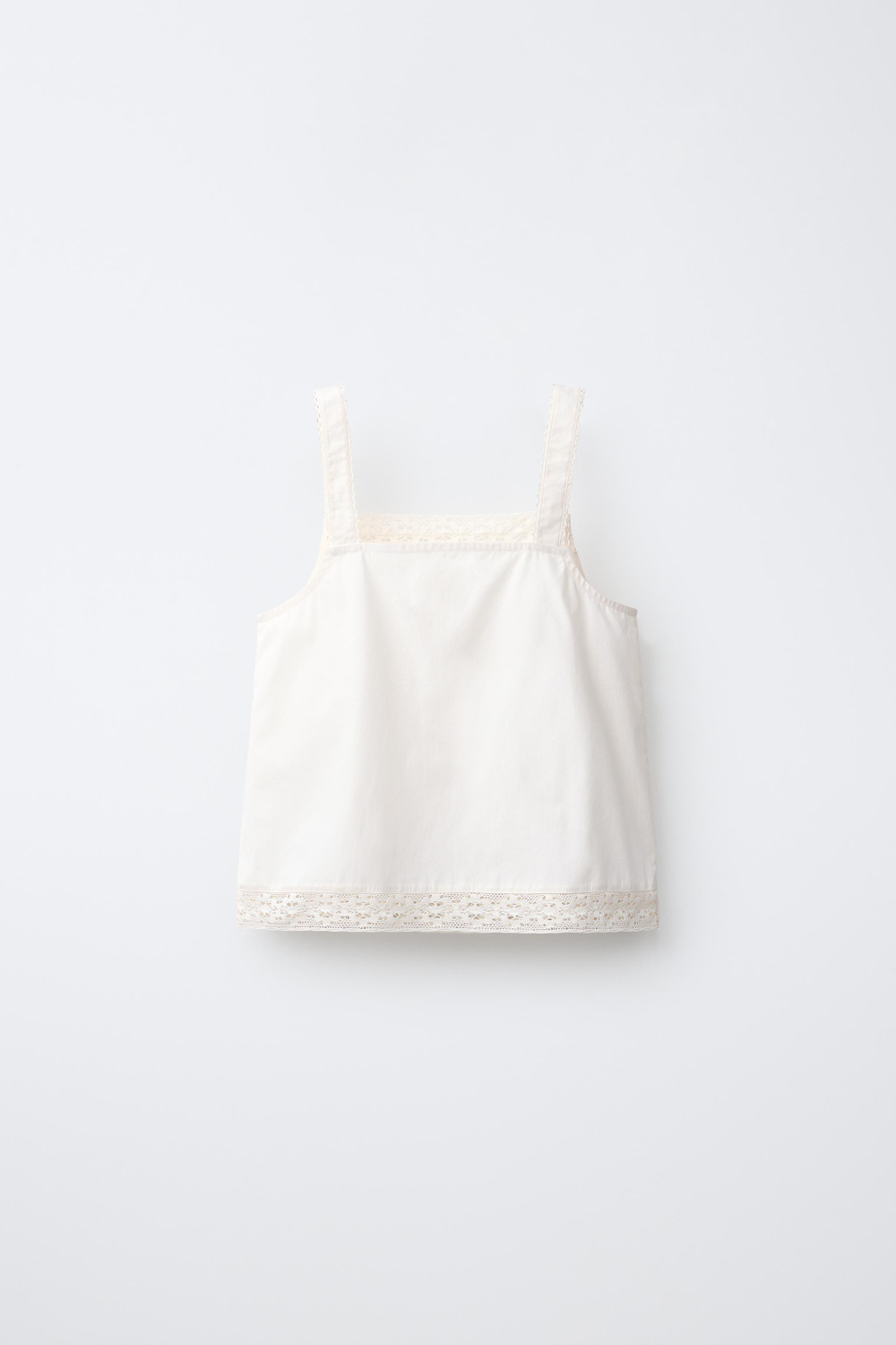 ZARA ПИЖАМА С КРУЖЕВНЫМИ БРЕТЕЛЯМИ, ЭКРЮ