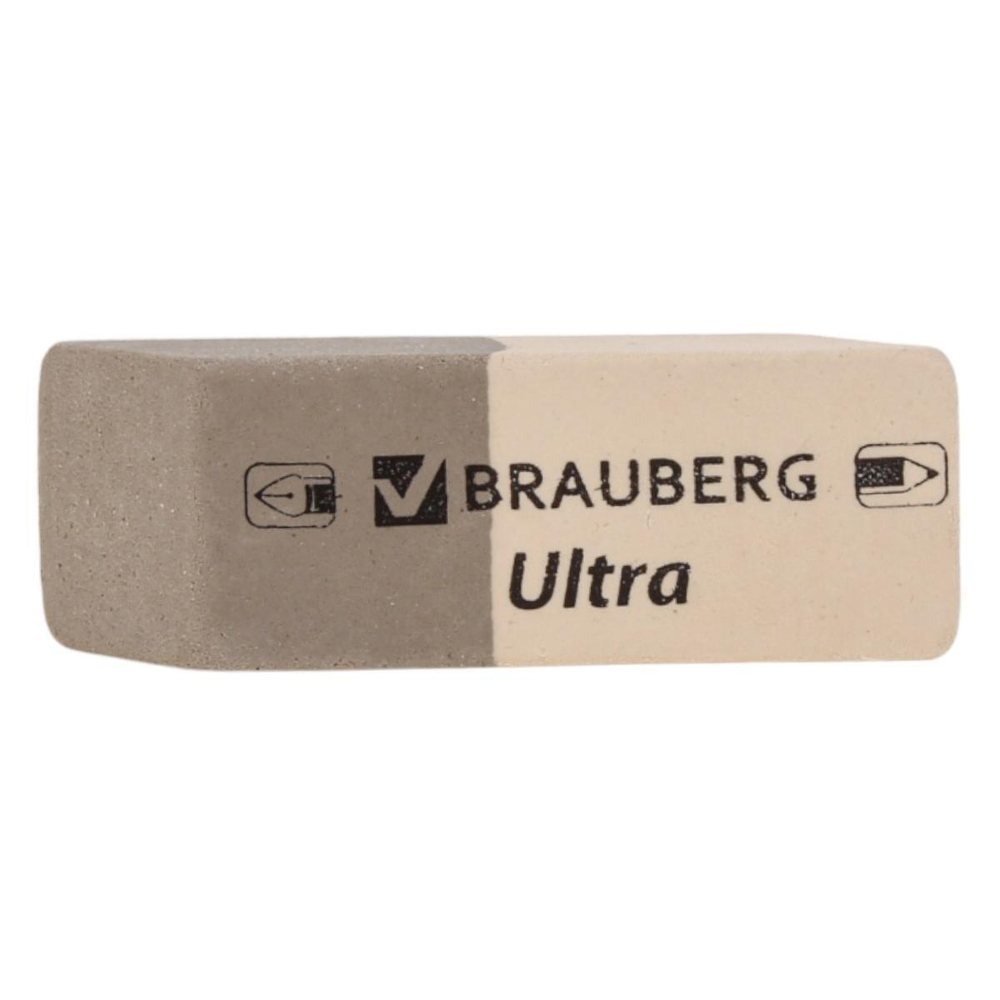 Ластик BRAUBERG "Ultra", 41х14х8мм, серо-белый, натуральный каучук, 228703