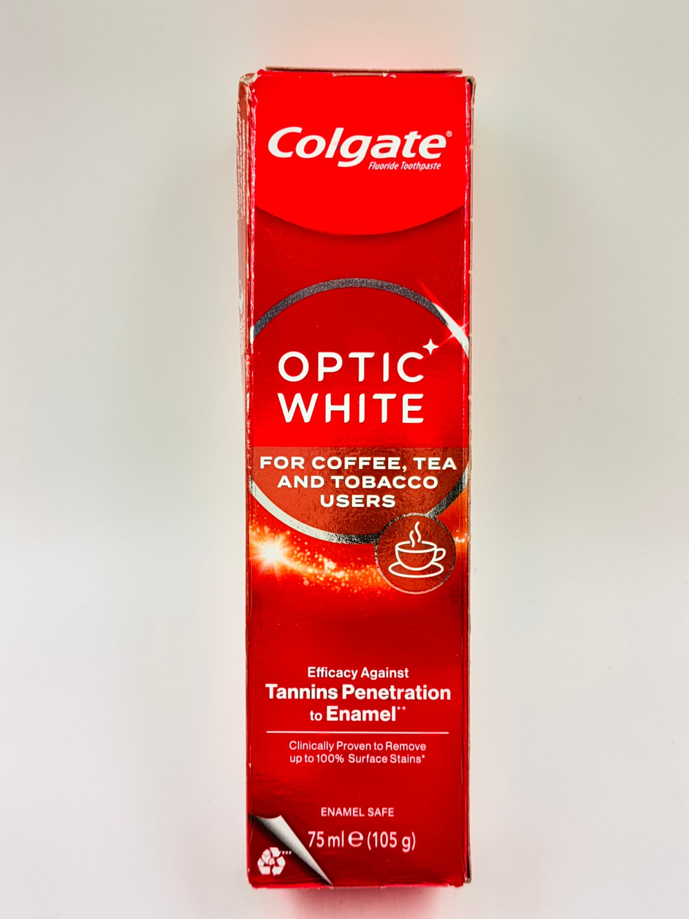 Colgate Optic White Отбеливающая зубная паста для любителей кофе, чая и табака 75 мл