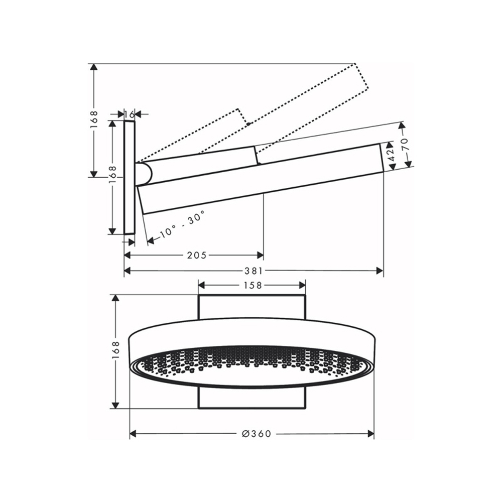 Верхний душ Hansgrohe Rainfinity 360 1jet с настенным 26230000