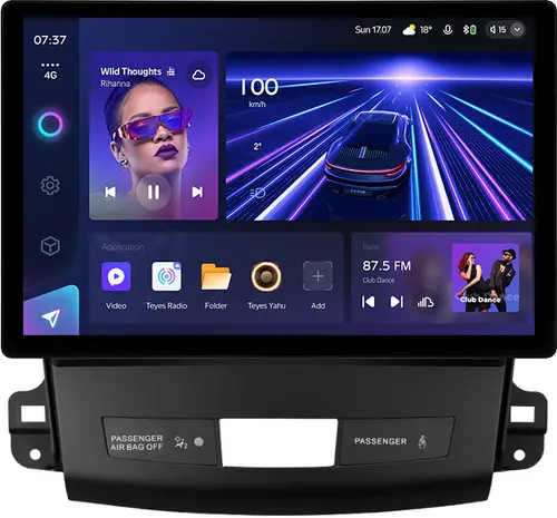 Магнитола для Mitsubishi Outlander XL, Peugeot 4007, Citroen C-Crosser (Rockford, рамка гладкая) - Teyes CC3-2K монитор 13" 2K QLED, Android 10, Быстрая, 4G SIM-слот, CarPlay