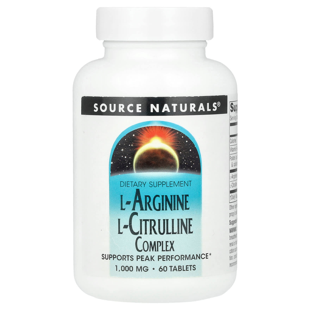 Source Naturals, L-аргинин и L-цитруллин, 60 таблеток
