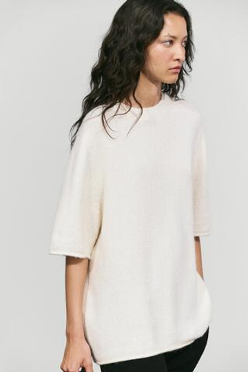 Massimo Dutti Трикотажный свитер оверсайз, натуральный/кремовый