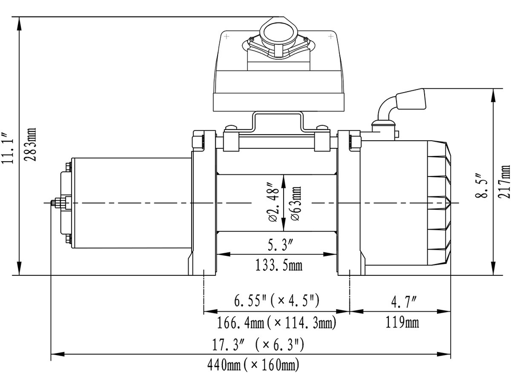 Лебёдка автомобильная электрическая 12V Runva EWX5000SR 2268 кг (синтетический трос)