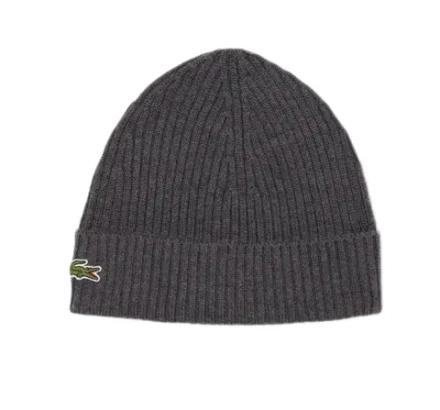 Шапка зимняя Lacoste Unisex Ribbed Wool - grey