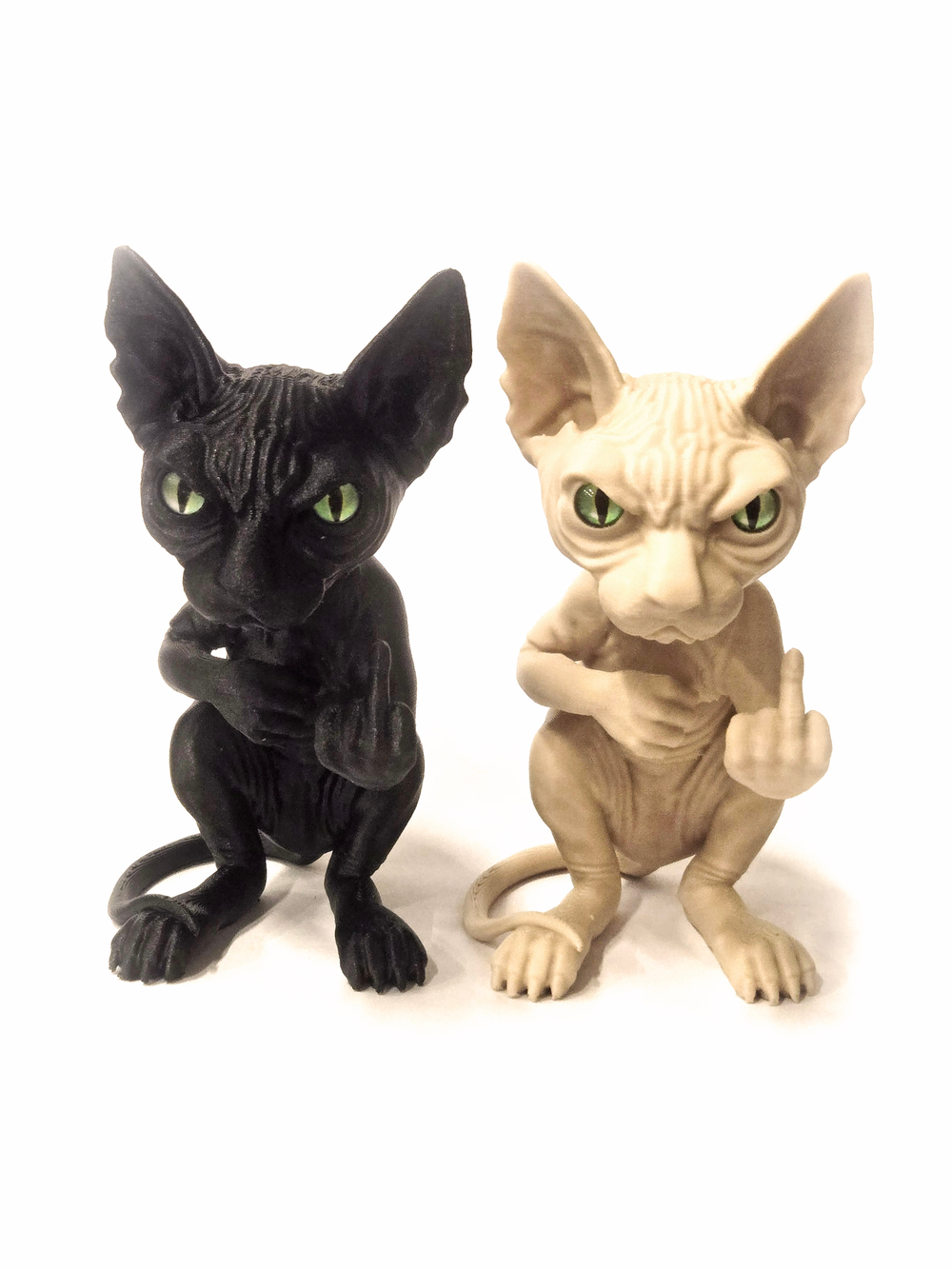 Фигурка кота, недовольный Сфинкс, 3Д печать, высота 13,5 см., бежевый