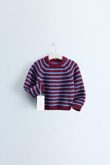 ZARA ZARA TIMELESS – ТРИКОТАЖНЫЙ СВИТЕР В ПОЛОСКУ ИЗ ХЛОПКА И ШЕРСТИ, БУРГУНДИ
