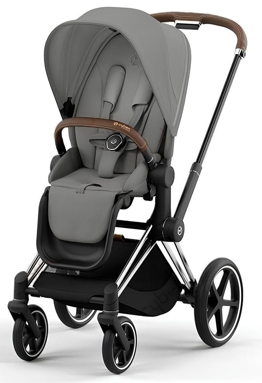 Коляска 3 в 1 Cybex Priam IV Chrome Brown complete и автокресло Aton B2 i-Size Bay Blue Mirage Grey