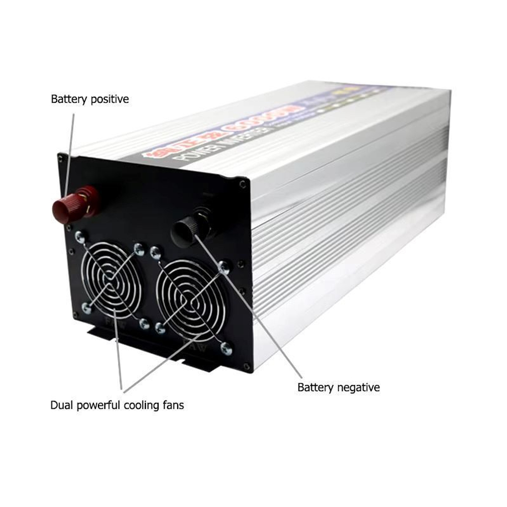 Инвертор 24V-220V 6000W ERO Иероглиф чистый синус серебристый Power Inverter