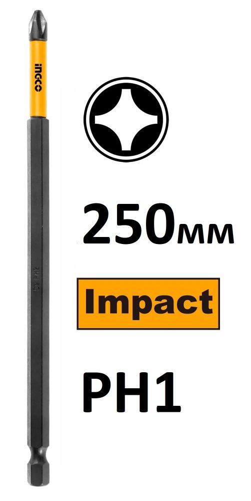 Набор ударных бит IMPACT INGCO SDBIM11PH1103 INDUSTRIAL PH1x250 мм 10 шт. Набор ударных бит IMPACT INGCO SDBIM11PH1103 INDUSTRIAL PH1x250 мм 10 шт.