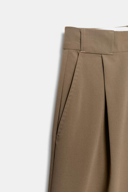 ZARA БРЮКИ С ЗАЩИПАМИ И СТРОЧКОЙ, РЫЖЕВАТО-КОРИЧНЕВЫЙ