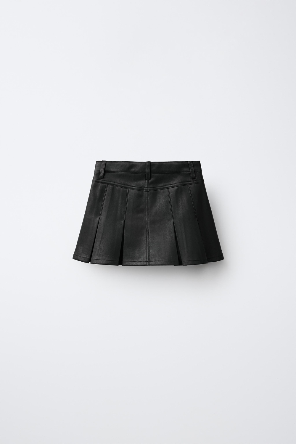 ZARA ЮБКА В СКЛАДКУ ИЗ ИСКУССТВЕННОЙ КОЖИ, ЧЕРНЫЙ