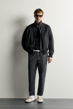 ZARA БРЮКИ-ДЖОГГЕРЫ NON IRON КОМФОРТНОЙ ПОСАДКИ, СВИНЦОВЫЙ