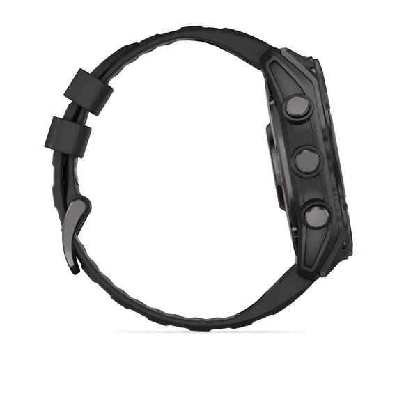 Fenix 8 - 51 мм, AMOLED, Sapphire (угольно-серый DLC, пепельно-черный силиконовый ремешок)