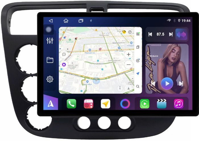Магнитола для Honda Civic 7 2001-2005 левый руль - FarCar GX877 монитор 13" 2K QLED на Android 13, S500+TS20, Быстрейшая, CarPlay, 4G SIM-слот