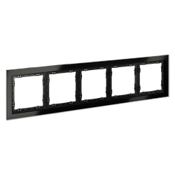 Рамка стеклянная VOLTUM S70 на 5 постов, (черный,стекло)