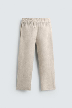 ZARA БРЮКИ RELAXED FIT ИЗ 100% ЛЬНА, СВЕТЛО-БЕЖЕВЫЙ