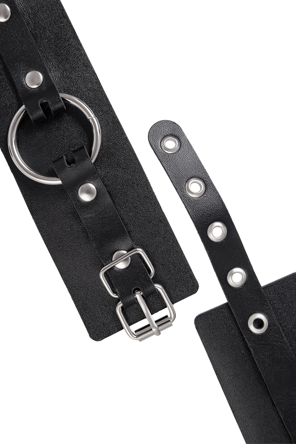 Наручники Pecado BDSM, из толстой кожи с люверсами, натуральная кожа, чёрные