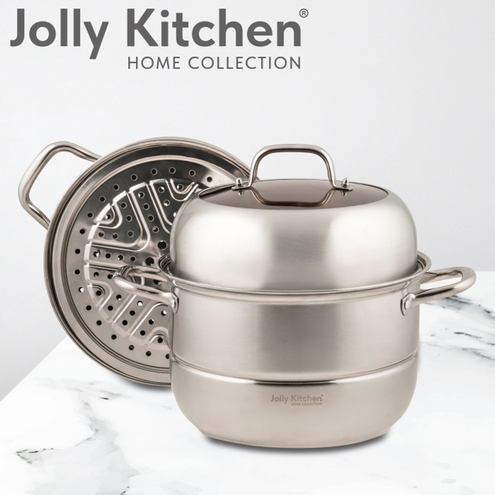 Мантоварка-пароварка Jolly Kitchen три яруса, диаметр 28 см, нержавеющая сталь