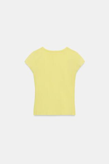ZARA ФУТБОЛКА С КОРОТКИМИ РУКАВАМИ И НАДПИСЬЮ, ЖЕЛТЫЙ