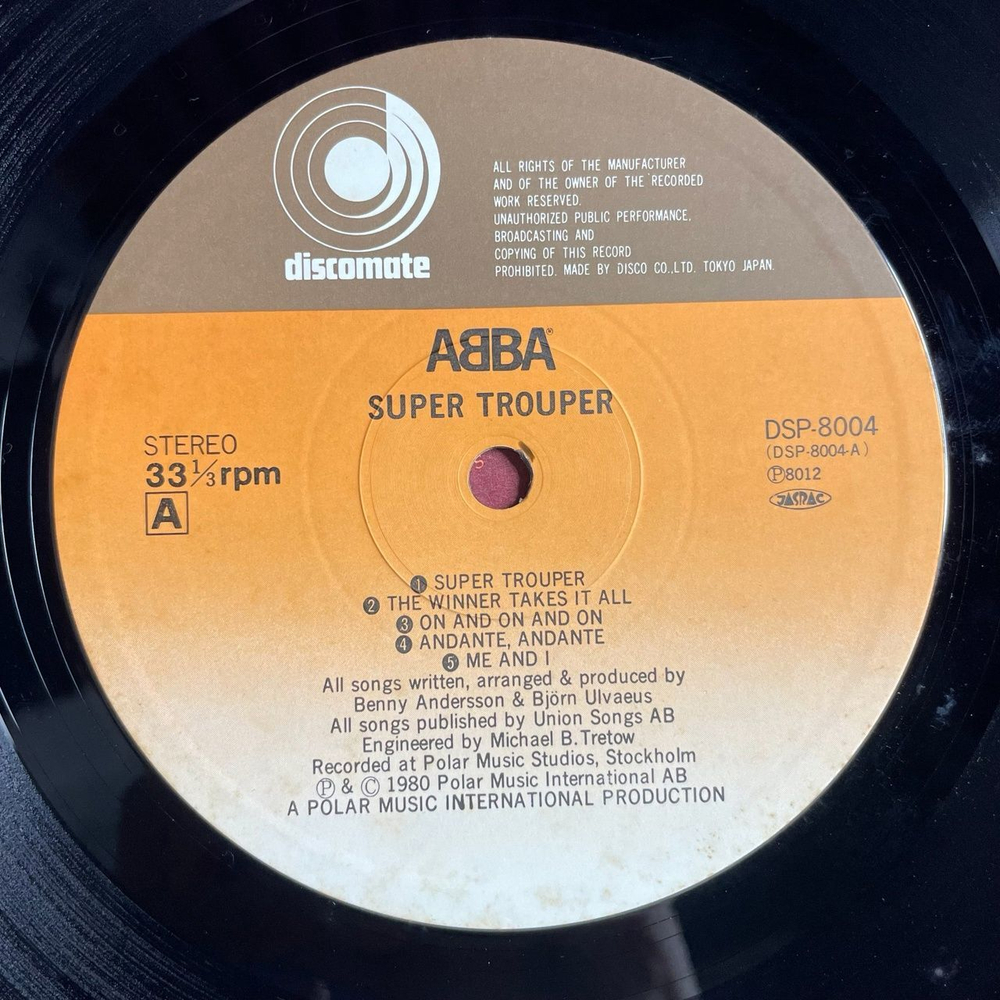 Винтажная виниловая пластинка LP ABBA Super Trouper (Japan 1980) (Obi) The Winner Takes It All