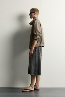 ZARA ДЖИНСОВЫЕ ШОРТЫ BAGGY FIT, СЕРЫЙ