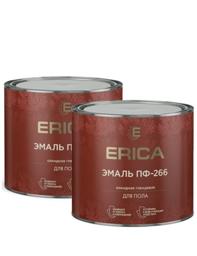 Эмаль Erica ПФ-266, желто-коричневая, 0,8 кг 2 шт.