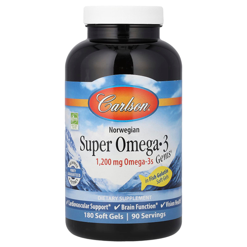 Carlson, Super Omega-3 Gems®, норвежские омега-3 кислоты, 180 капсул