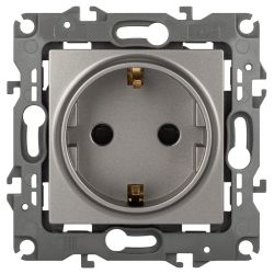 Розетка ЭРА Серия 12 12-2102-16 2P+E Schuko со шторками 16А-250В Эра12 титан | Эра 12