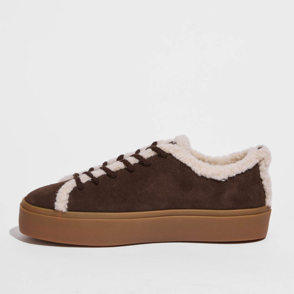 Замшевые кеды INUIKII Shearling Low Dark Brown на меху